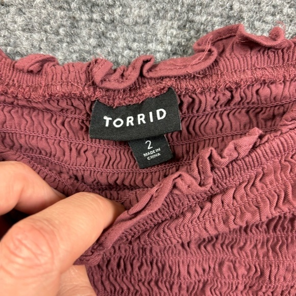 TORRID Women’s Mauve Bloused Sleeve Cropped Shirt size: 2 - 2X - Picture 4 of 7